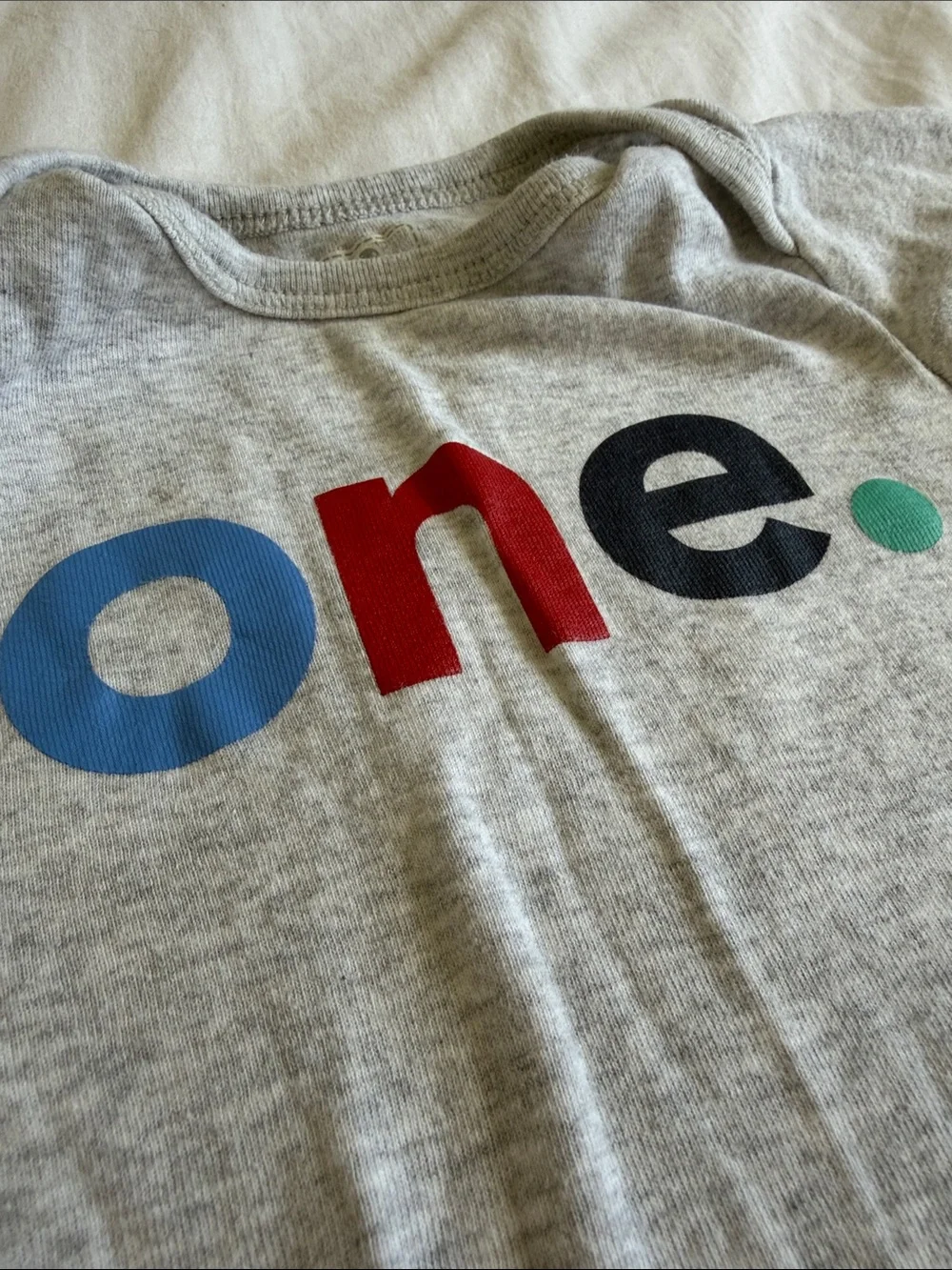 Kids Grey 'one.' Graphic One-Piece first birthday Bodysuit